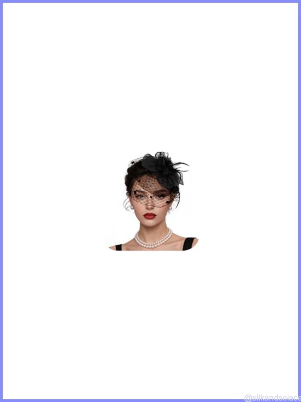 Women's Floral Mesh Fascinator Hat with Feathers, Veil & Headband